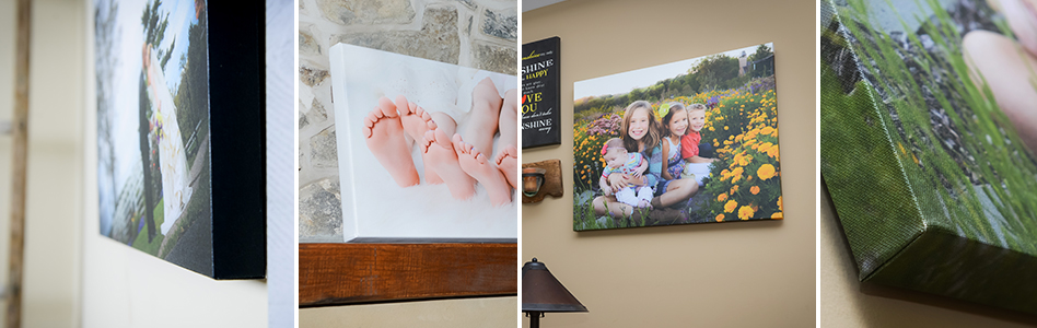 Custom photography products including professional photo prints, gallery wrapped canvases, and printed custom photo cards