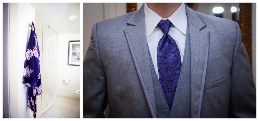 Wedding photography details groomsmen tie, robe  by wedding photographer Silver Orchid Photography