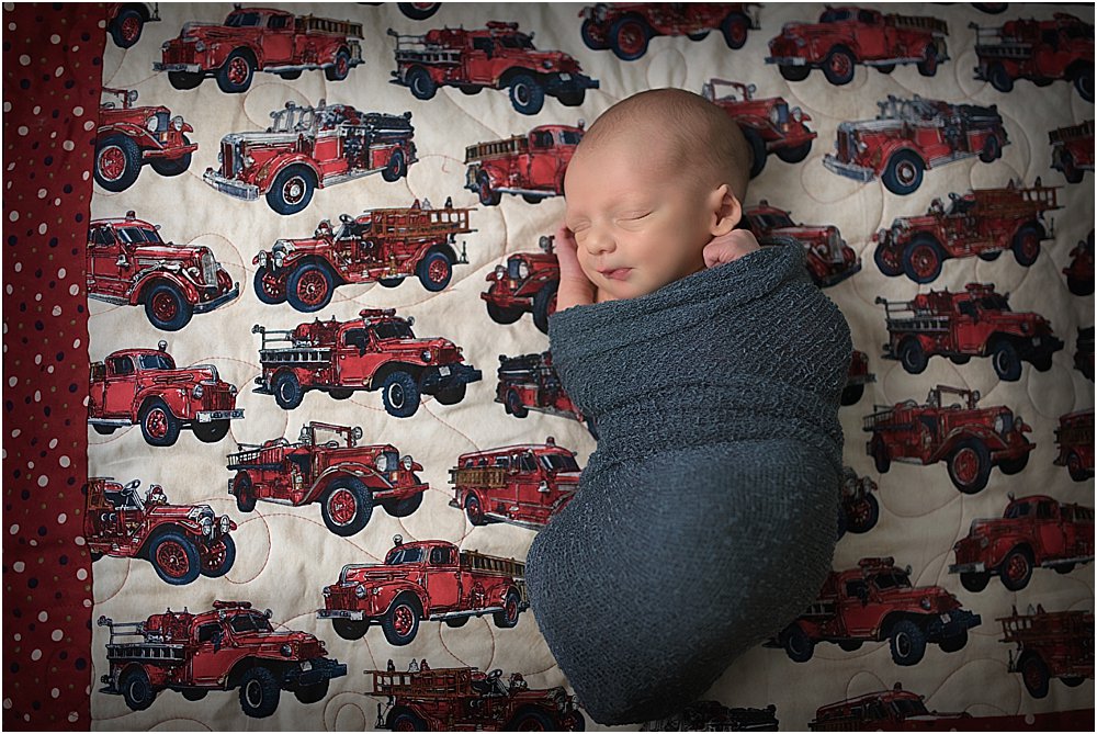Silver Orchid Photography, Newborn Photography, Family, Photography, Firefighter, Fire Truck, Newborn Boy