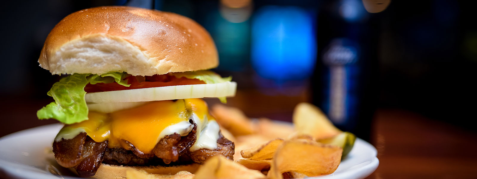 A studio image of a hamburger by Southern Pennsylvania and Philadelphia commercial photographer Tara Lynn of Silver Orchid Photography