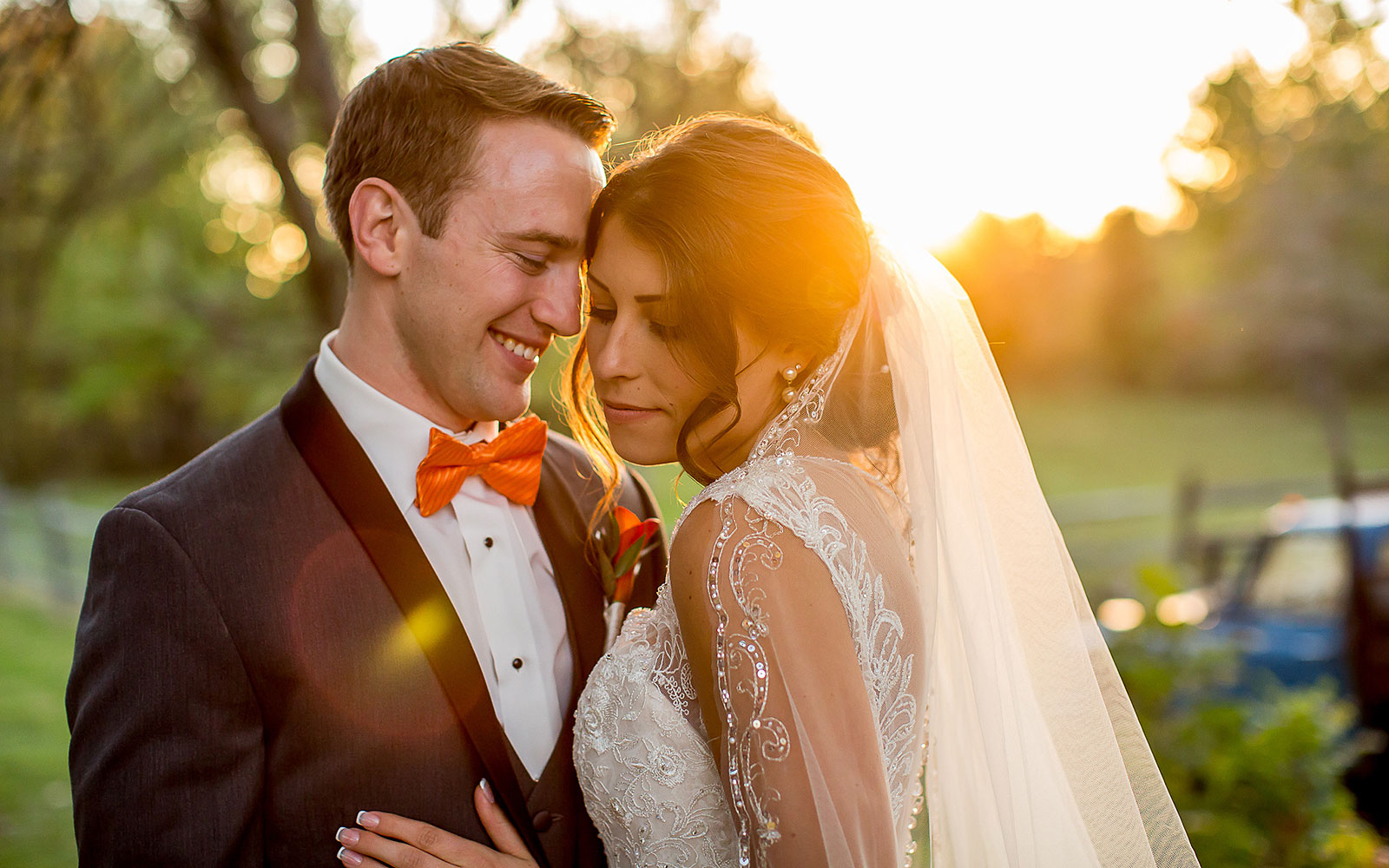 Intimate portrait of new bride and groom by Southern Pennsylvania and Philadelphia wedding photographer Tara Lynn of Silver Orchid Photography