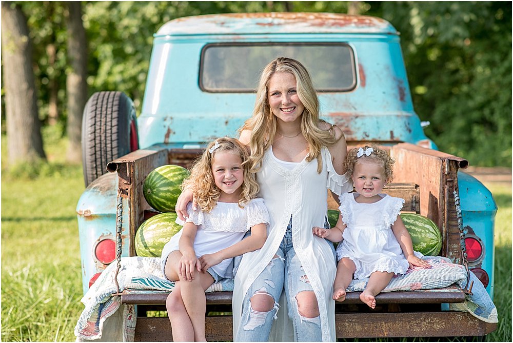 Silver Orchid Photography, Silver Orchid Photography Portraits, Perkiomenville, Montgomery County, PA, Little Blue Truck, Chevy Apache, Vintage Truck, Watermelons, Mini Sessions, Summer Sessions, Outdoor Sessions, Simple, Vintage, Nature, Farm